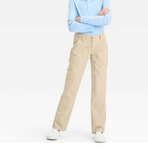 Cat & Jack Girls Khaki School Uniform Straight Leg Pants 12 Plus